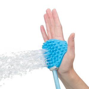 Aquapaw Pet Bathing Device: Twin Sprayer and Scrubber – Works with Indoor Showers or Outside Backyard Hoses – Best for Canine and Cat Grooming – Contains Backyard Hose and Bathe Adapters