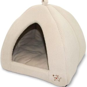 Greatest Pet Provides Pet Tent – Cozy Mattress for Canine and Cats in Beige Corduroy, Dimensions: 16″ x 16″ x 14