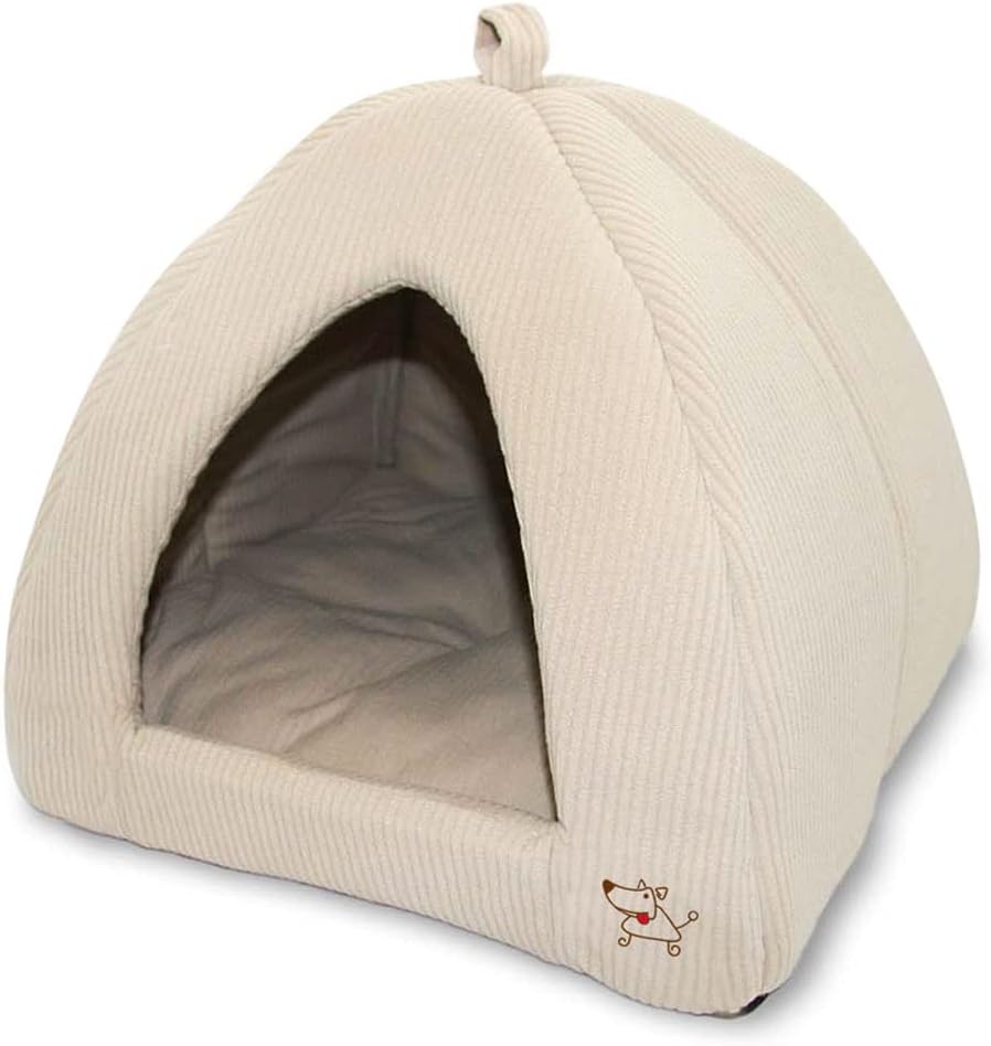 Greatest Pet Provides Pet Tent – Cozy Mattress for Canine and Cats in Beige Corduroy, Dimensions: 16″ x 16″ x 14