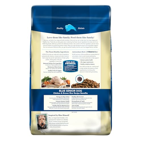 Blue Buffalo Life Safety System Senior Dry Canine Meals - Hen & Brown Rice Recipe, 30-lb. Bag, Promotes Joint Well being and Mobility with Pure Substances