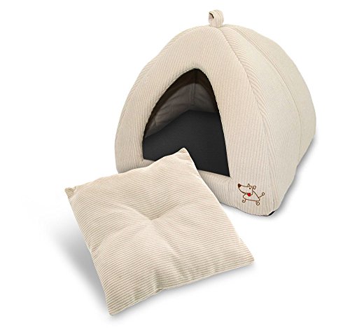 Greatest Pet Provides Pet Tent - Cozy Mattress for Canine and Cats in Beige Corduroy, Dimensions: 16" x 16" x 14