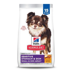 Hill’s Science Food regimen Delicate Abdomen & Pores and skin Grownup Canine Meals for Small & Mini Breeds, Hen Recipe, 15 lb Bag – Help for Abdomen & Pores and skin Sensitivity, Ages 1-6