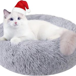 Indoor Cat Beds, 20-Inch Canine Mattress for Small to Medium Massive Canines, Washable Spherical Pet Mattress for Puppies and Kittens with Non-Slip Backside