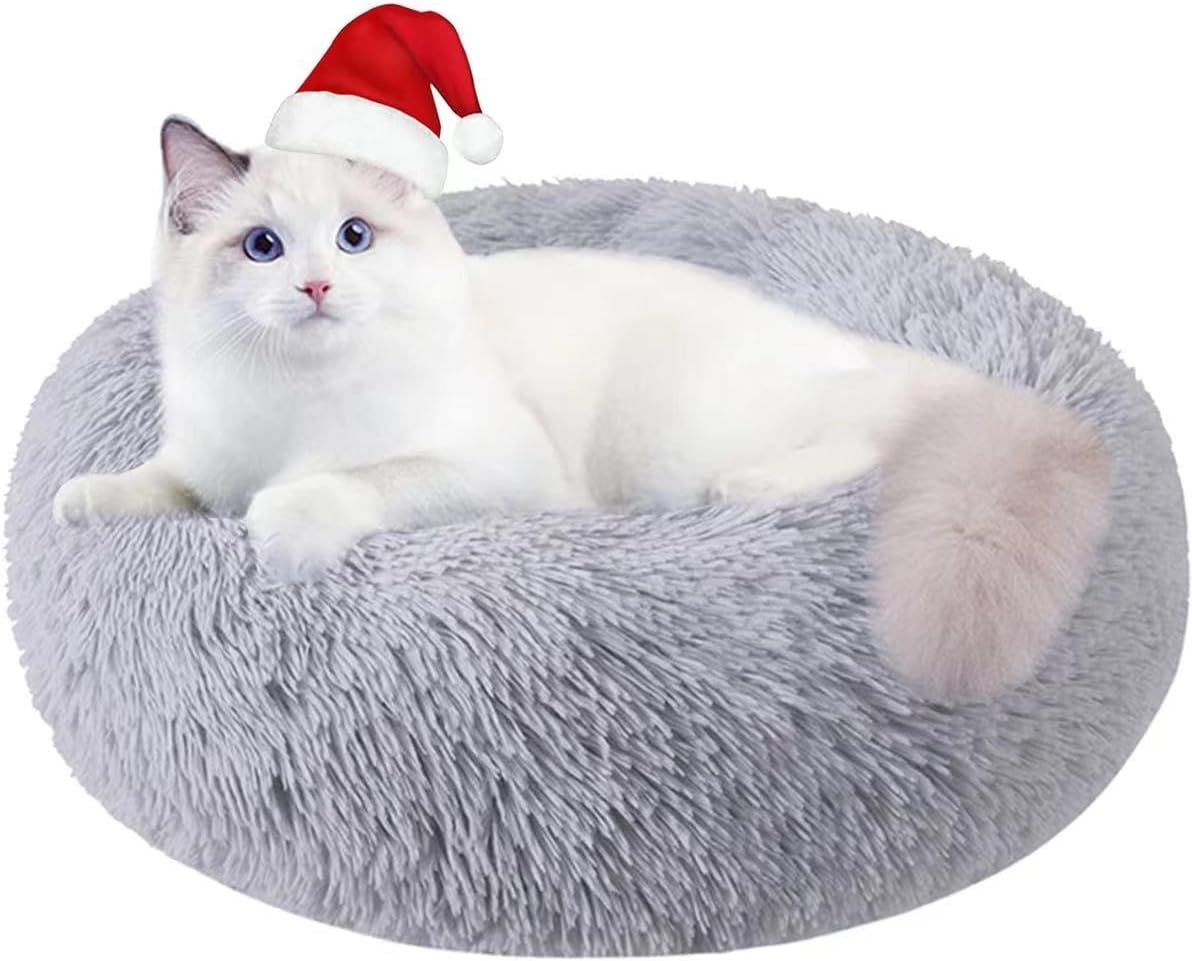 Indoor Cat Beds, 20-Inch Canine Mattress for Small to Medium Massive Canines, Washable Spherical Pet Mattress for Puppies and Kittens with Non-Slip Backside