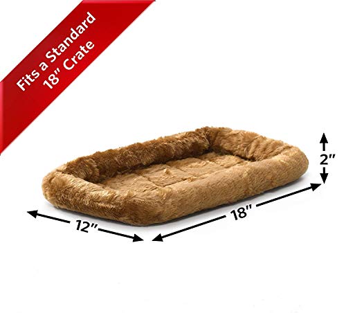 MidWest Properties for Pets Cinnamon 18-Inch Pet Mattress with Cozy Bolster | Good for Small Breeds & Suits 18-Inch Crates | Simple to Clear: Machine Washable & Dryable