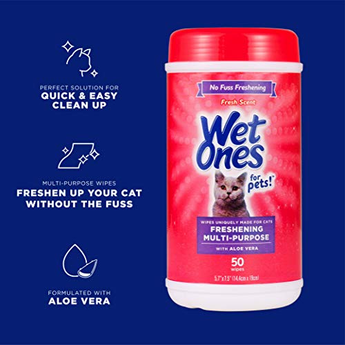 Moist Ones Cat Grooming Wipes - Aloe Vera Infused Contemporary Scent Cleansing Wipes for Secure Cat Hygiene - Efficient Cat Fur and Dander Cleaner - Excellent for Kittens and Pets