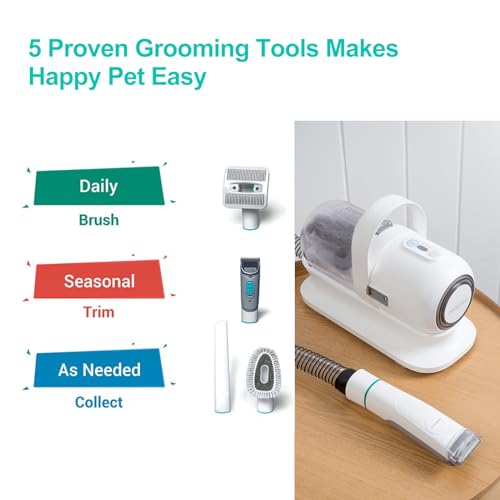 Neabot Neakasa P1 Professional Pet Grooming Set with 99% Pet Hair Vacuum Suction, Skilled Clippers and 5 Important Grooming Instruments for Canine, Cats, and Different Animals