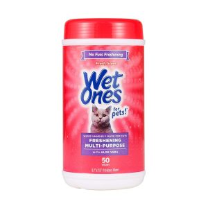 Moist Ones Cat Grooming Wipes – Aloe Vera Infused Contemporary Scent Cleansing Wipes for Secure Cat Hygiene – Efficient Cat Fur and Dander Cleaner – Excellent for Kittens and Pets