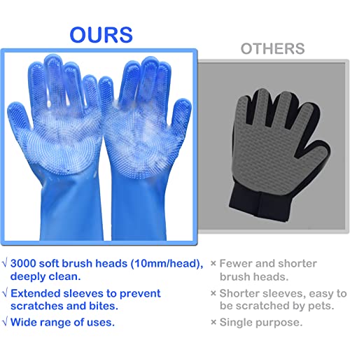 Yintoper Pet Grooming Gloves - Excessive-Density Silicone Canine Washing Gloves with Enhanced 5-Finger Design, Warmth Resistant Cat Hair Remover for Bathing and Massaging